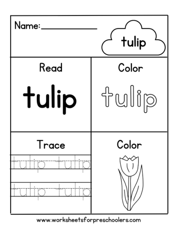 Read and Write Word Tulip Worksheet 