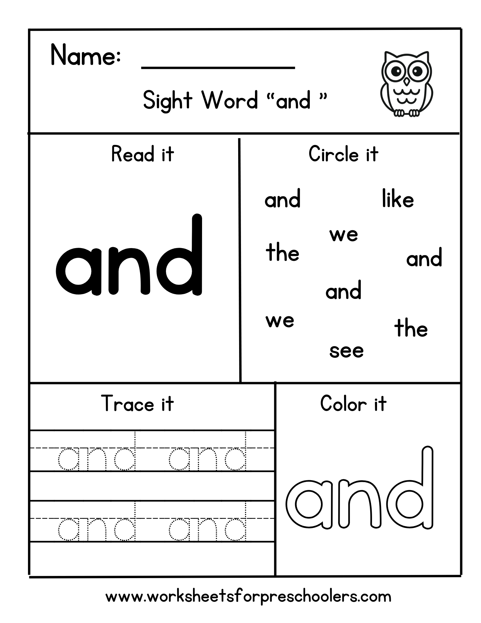 Sight Word "and"