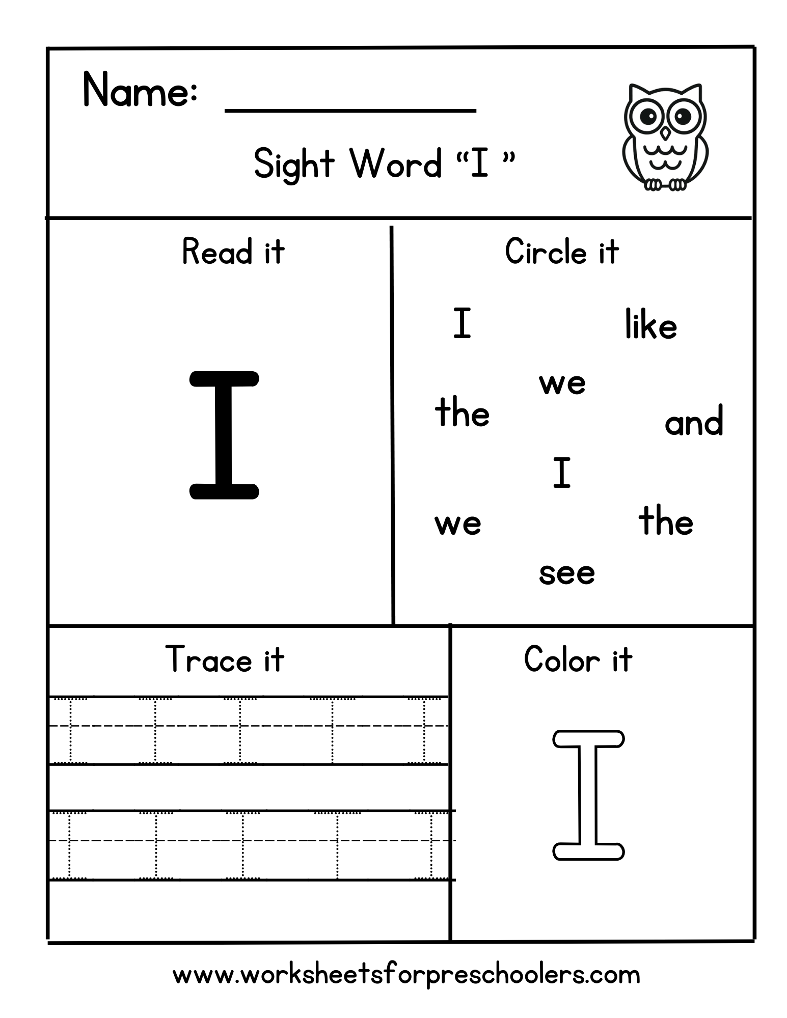 Sight Word "I"