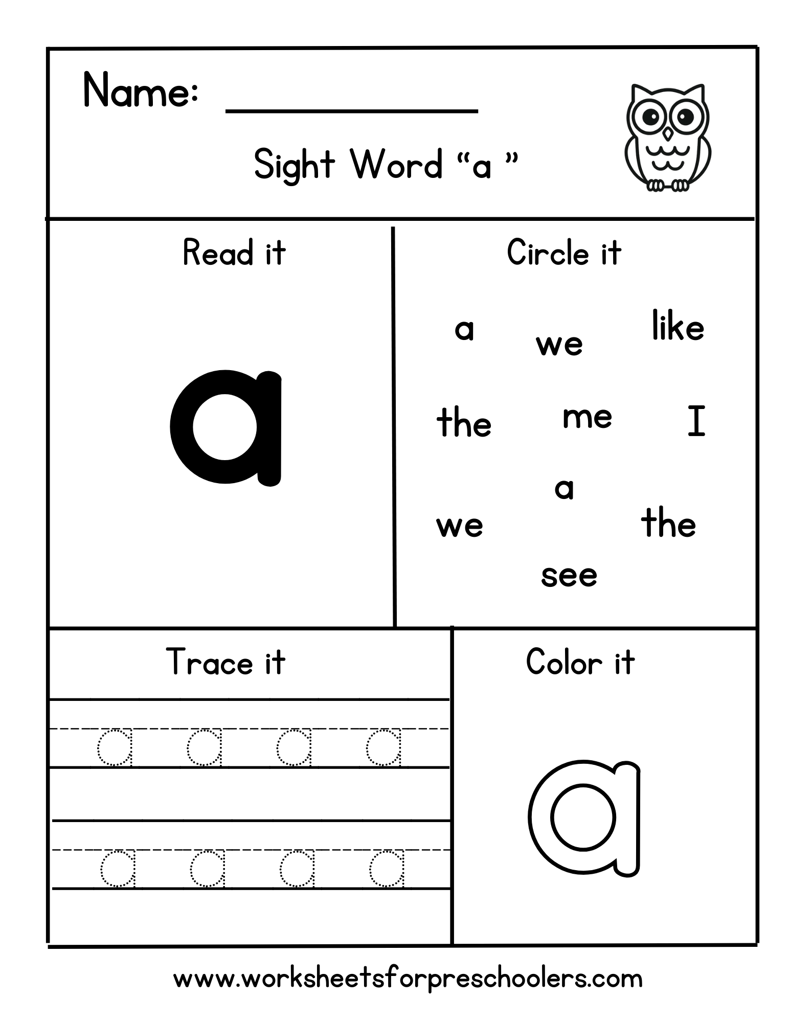 Sight Word "a"