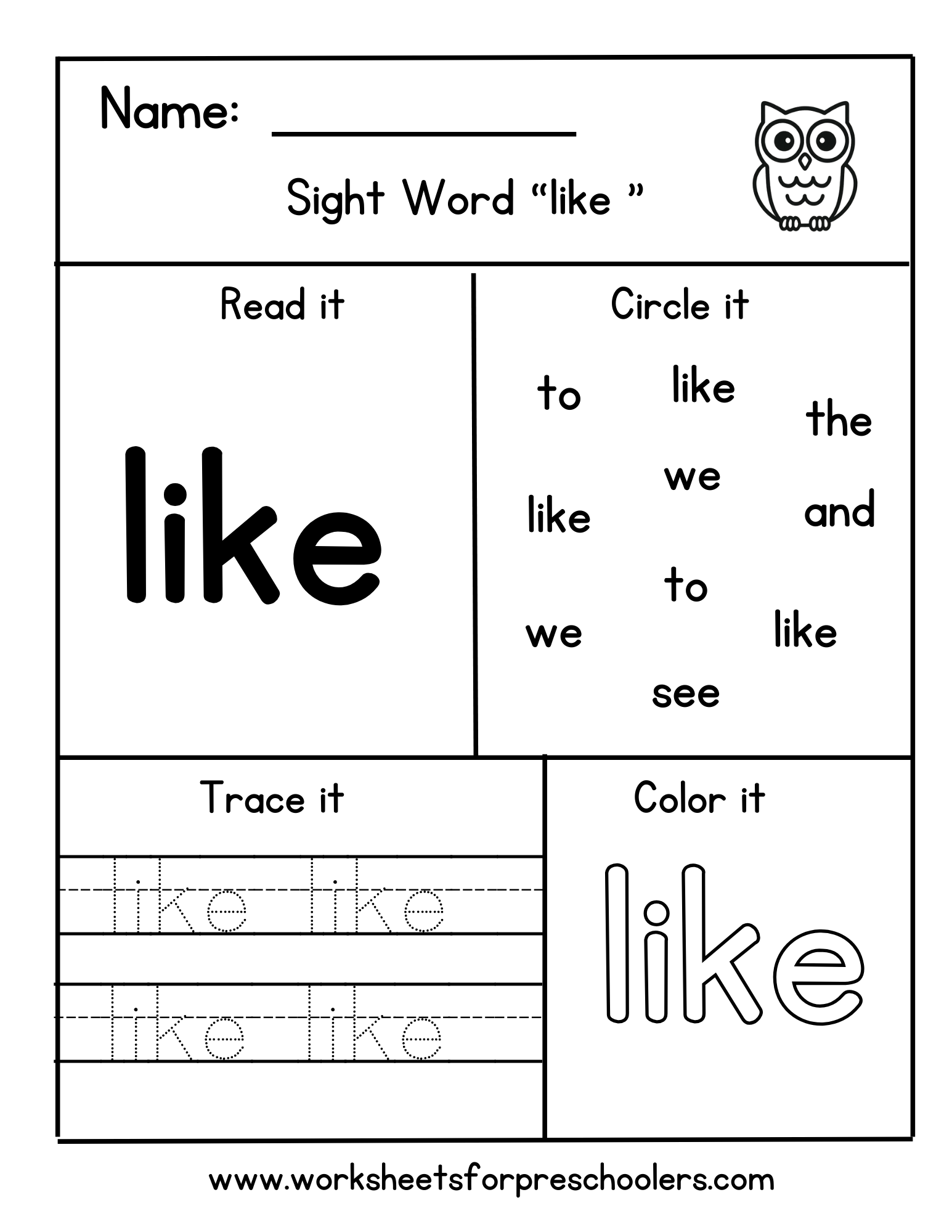 Sight Word "like"