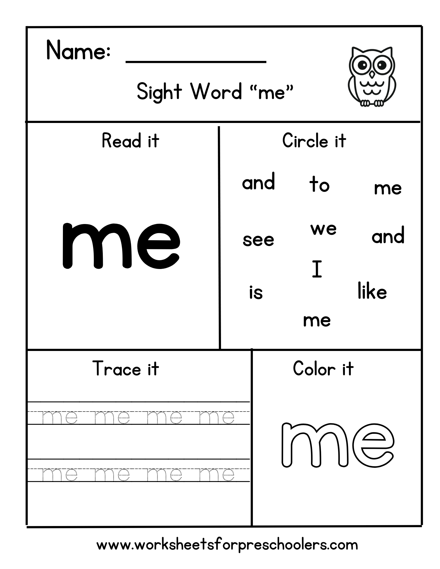 Sight Word me