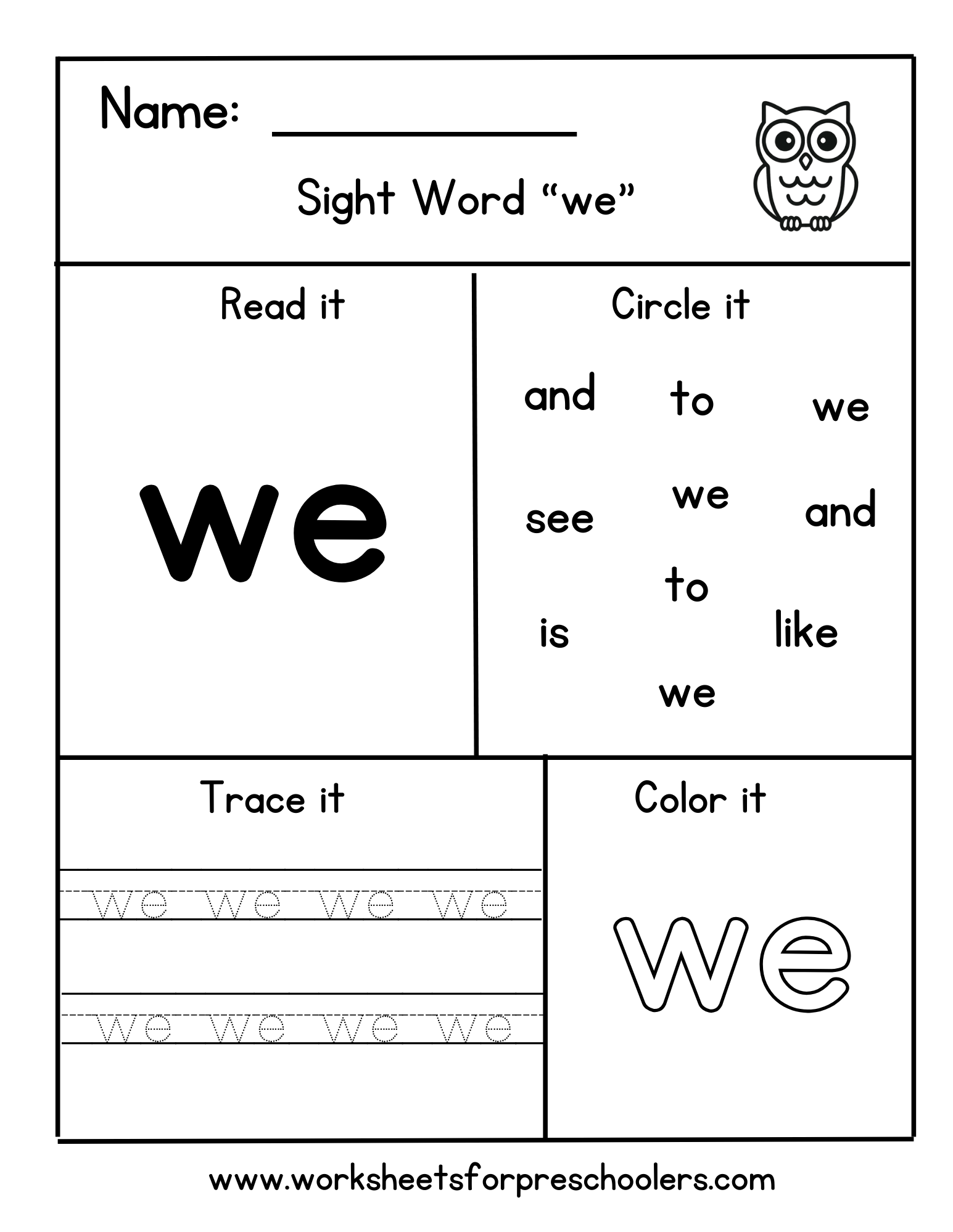 Sight Word "we"