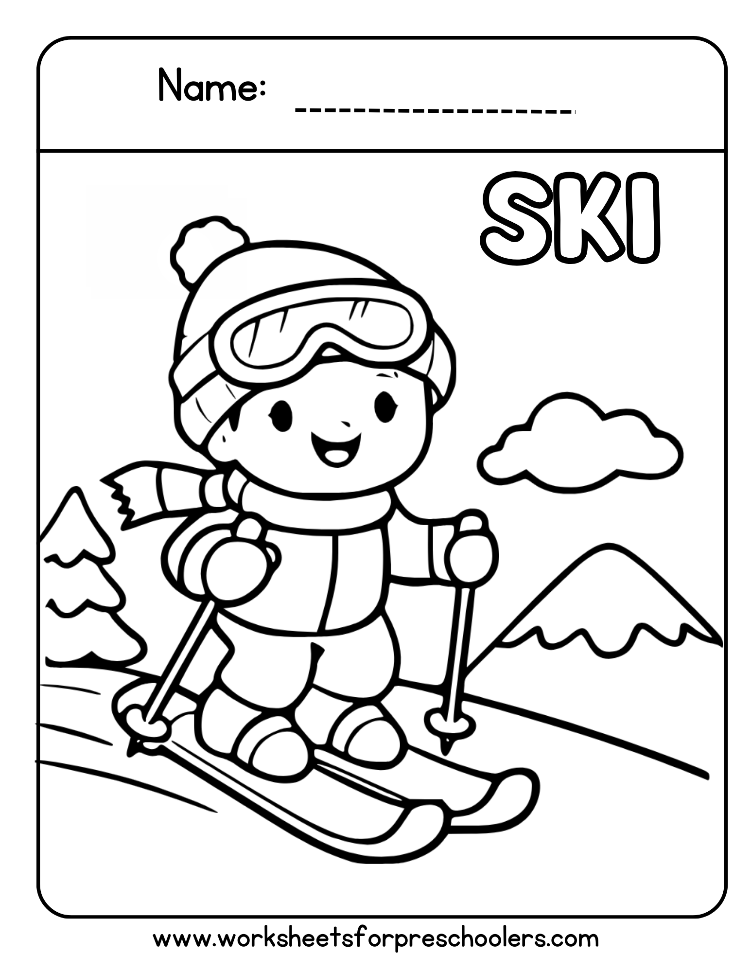 Ski Coloring Page