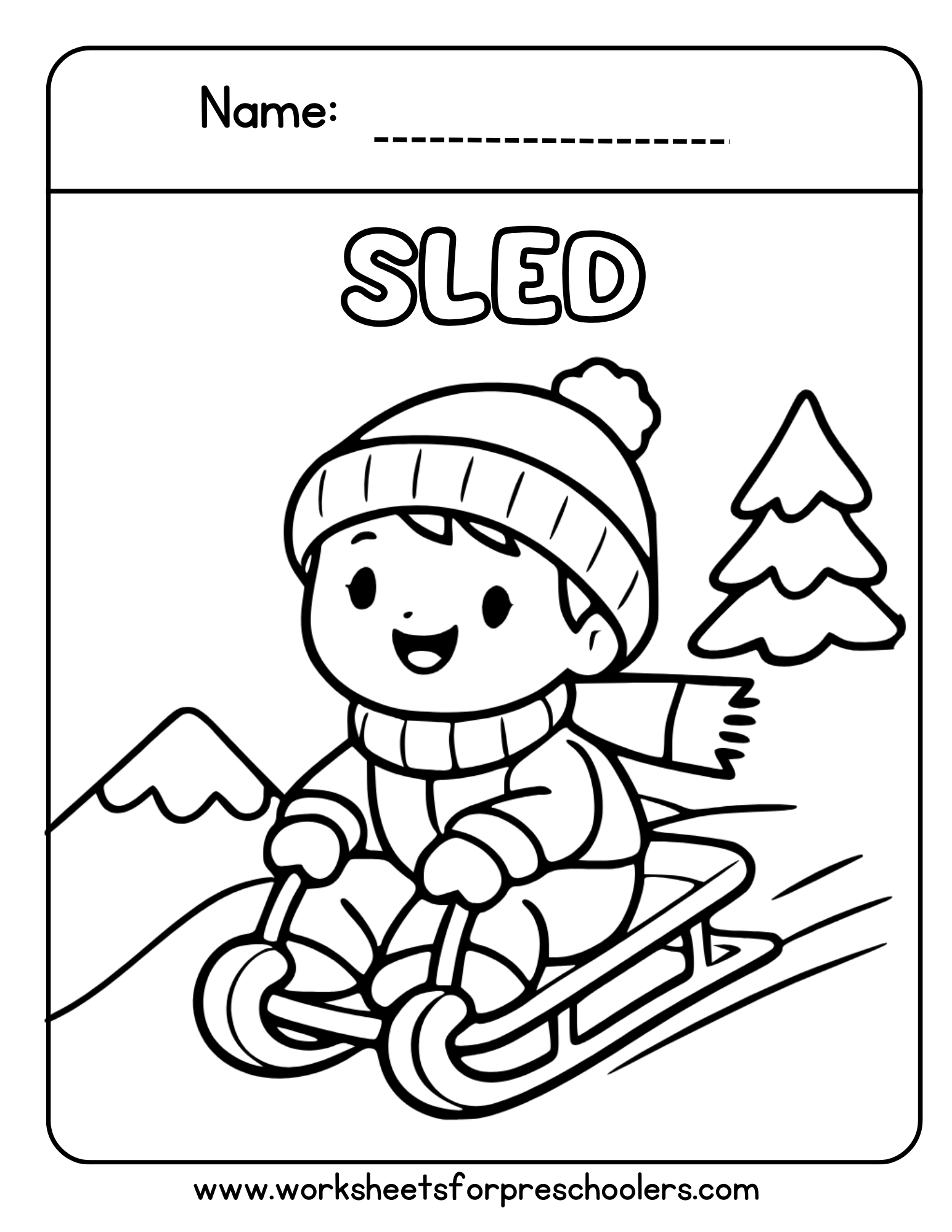 Sled Coloring Page