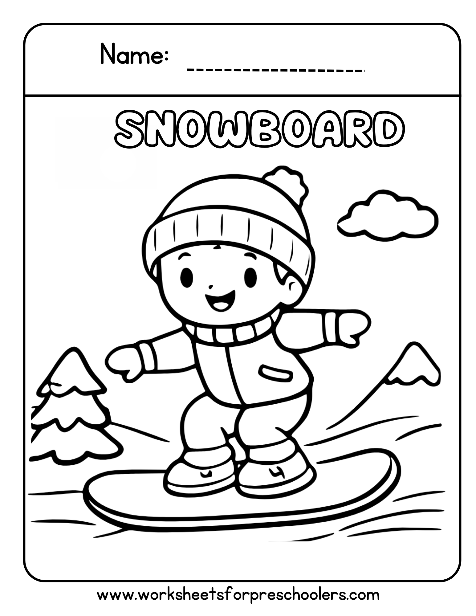Snowboard Coloring Page