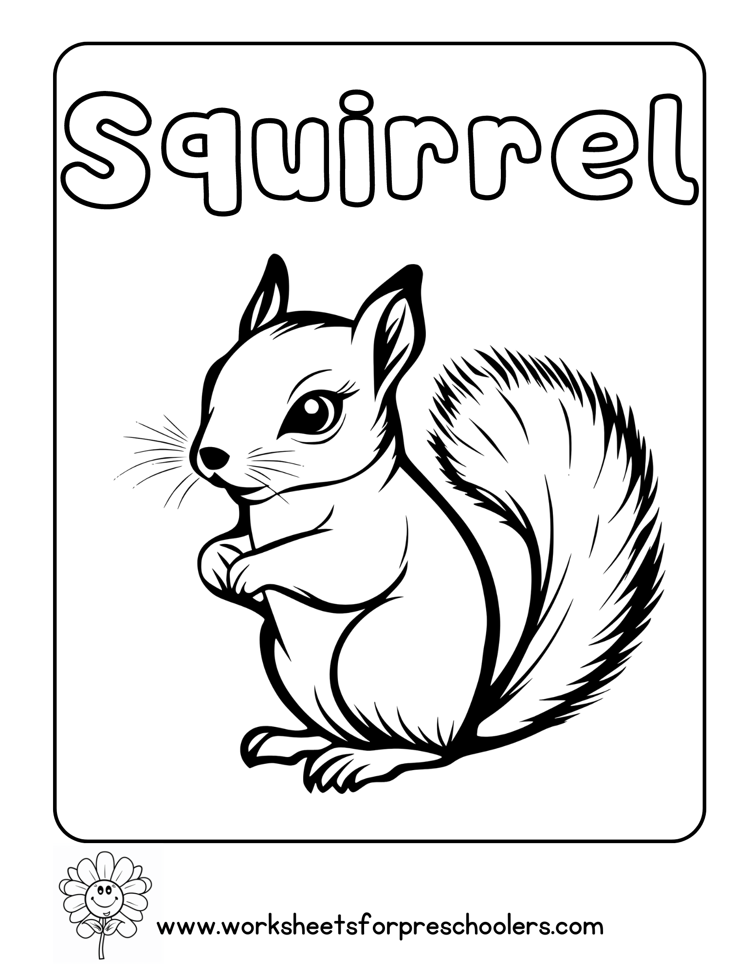 Cute Squirrel Coloring Sheet 