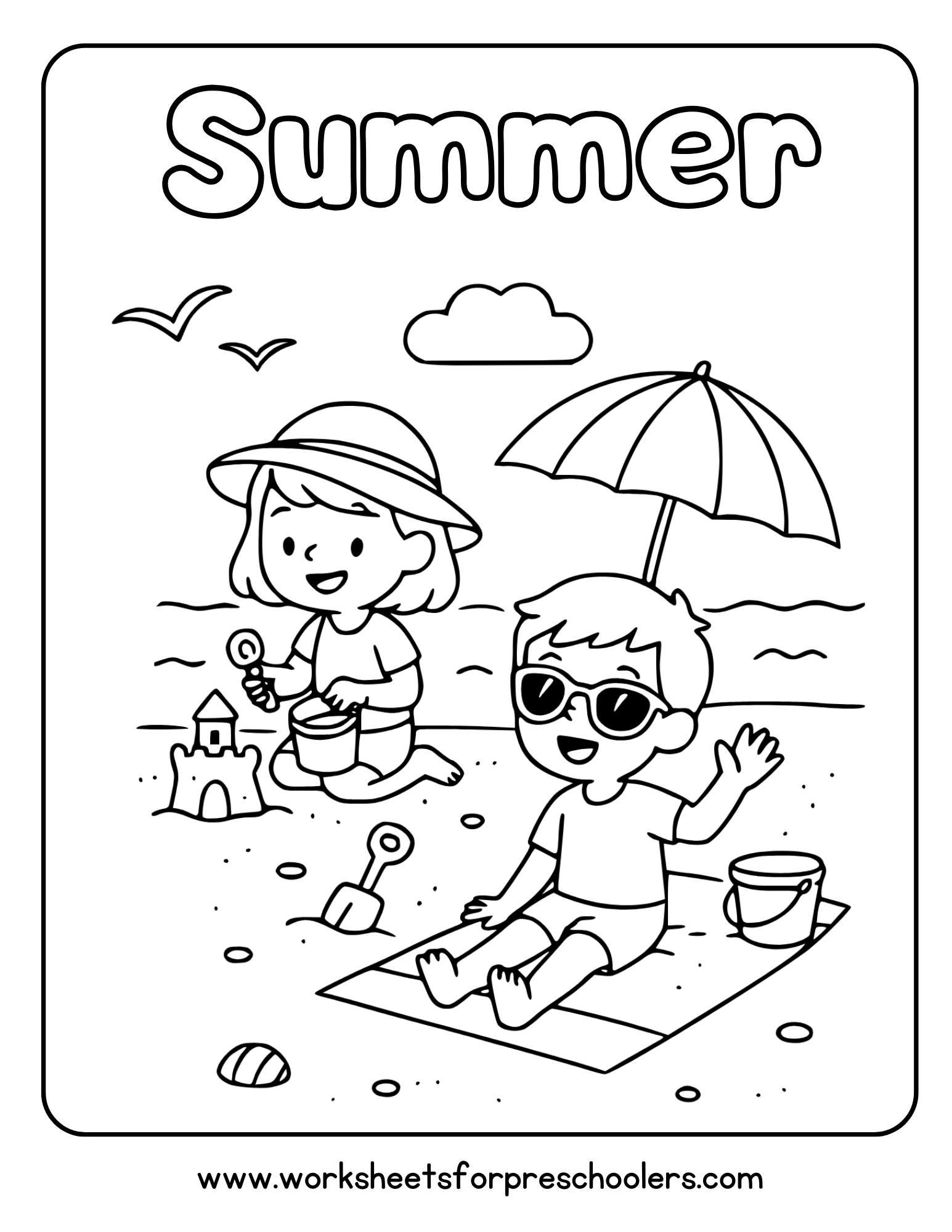 At the Beach Coloring Page