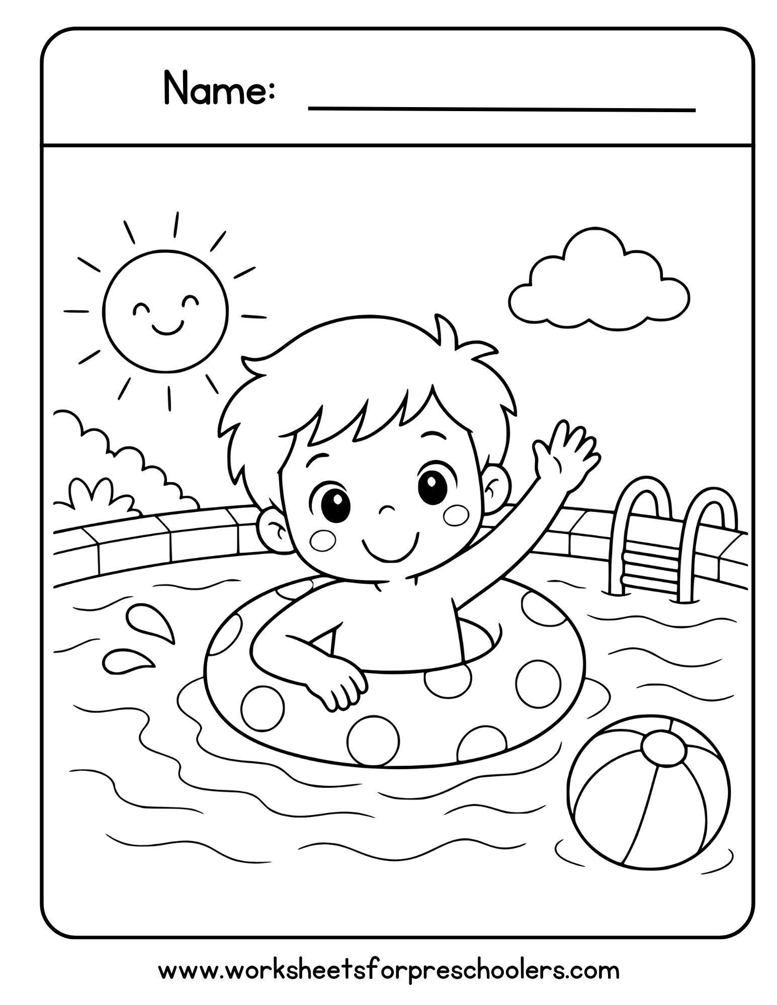 Summer Pool Coloring Page