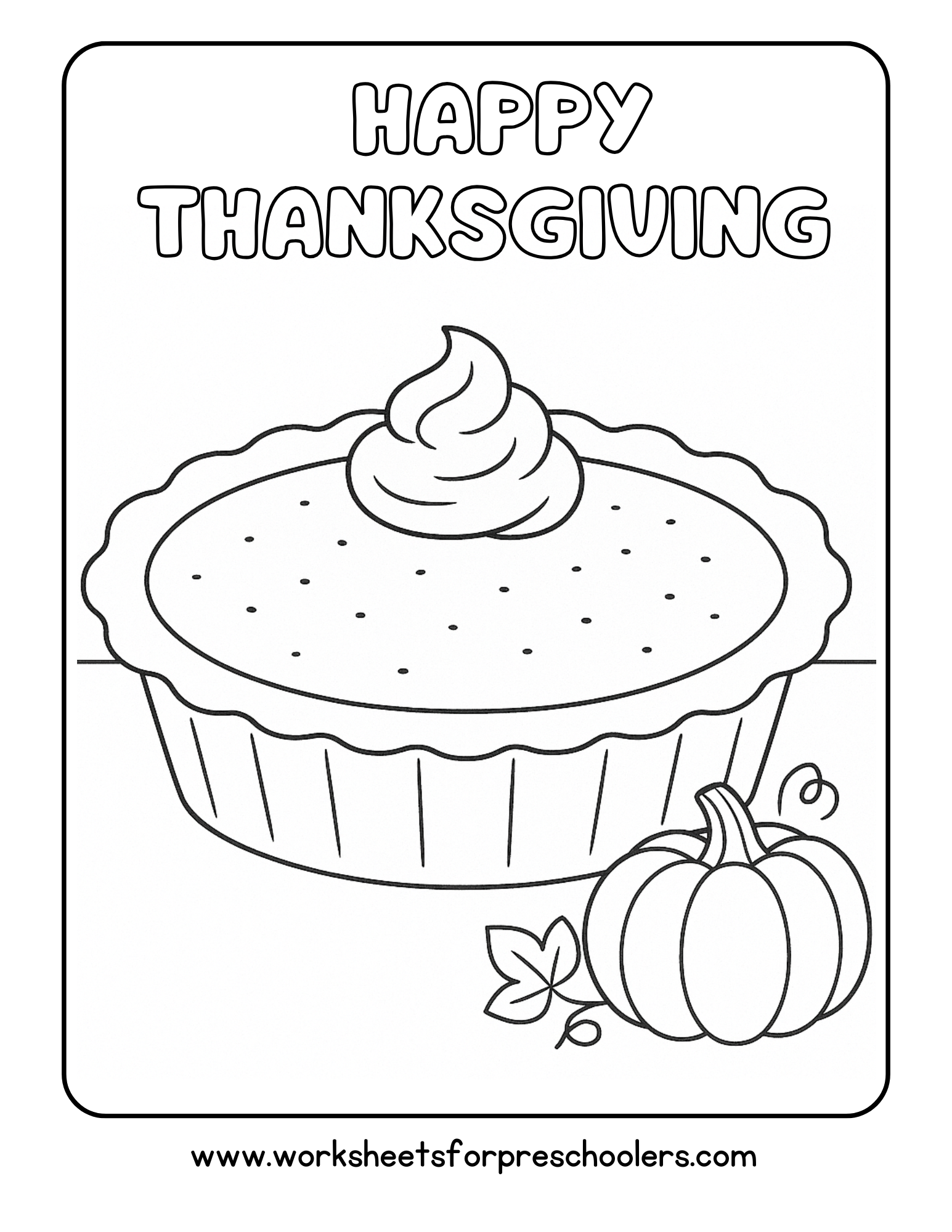 Thanksgiving Pumpkin Pie Coloring Page