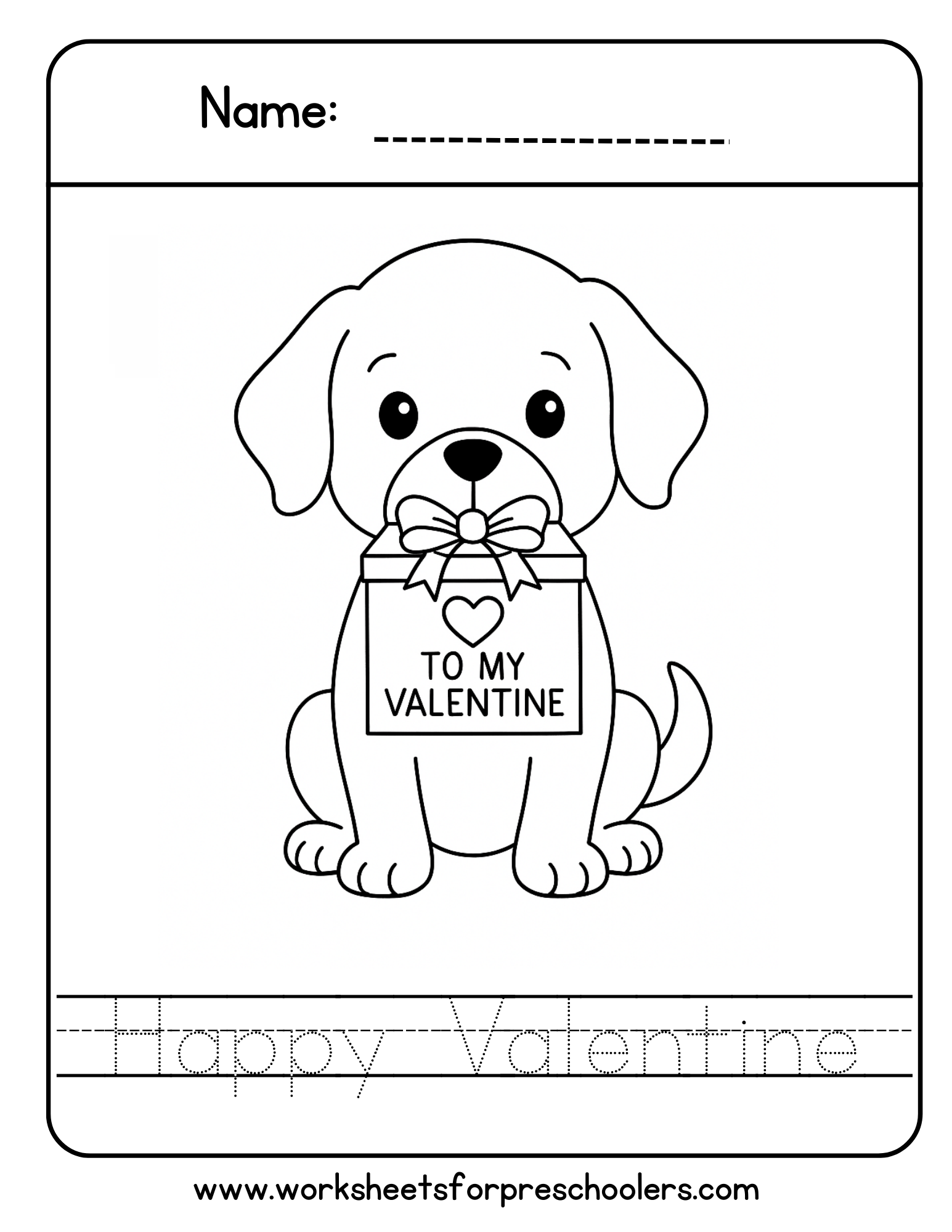 Happy Valentine Tracing Worksheet