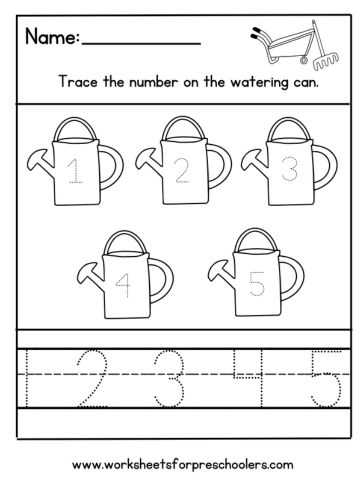 Tracing 1 to 5 Worksheet