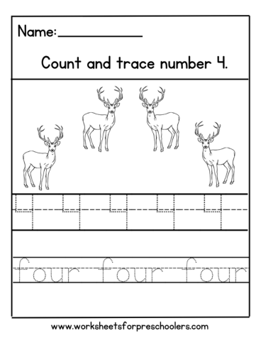 Number 4 Math Worksheet