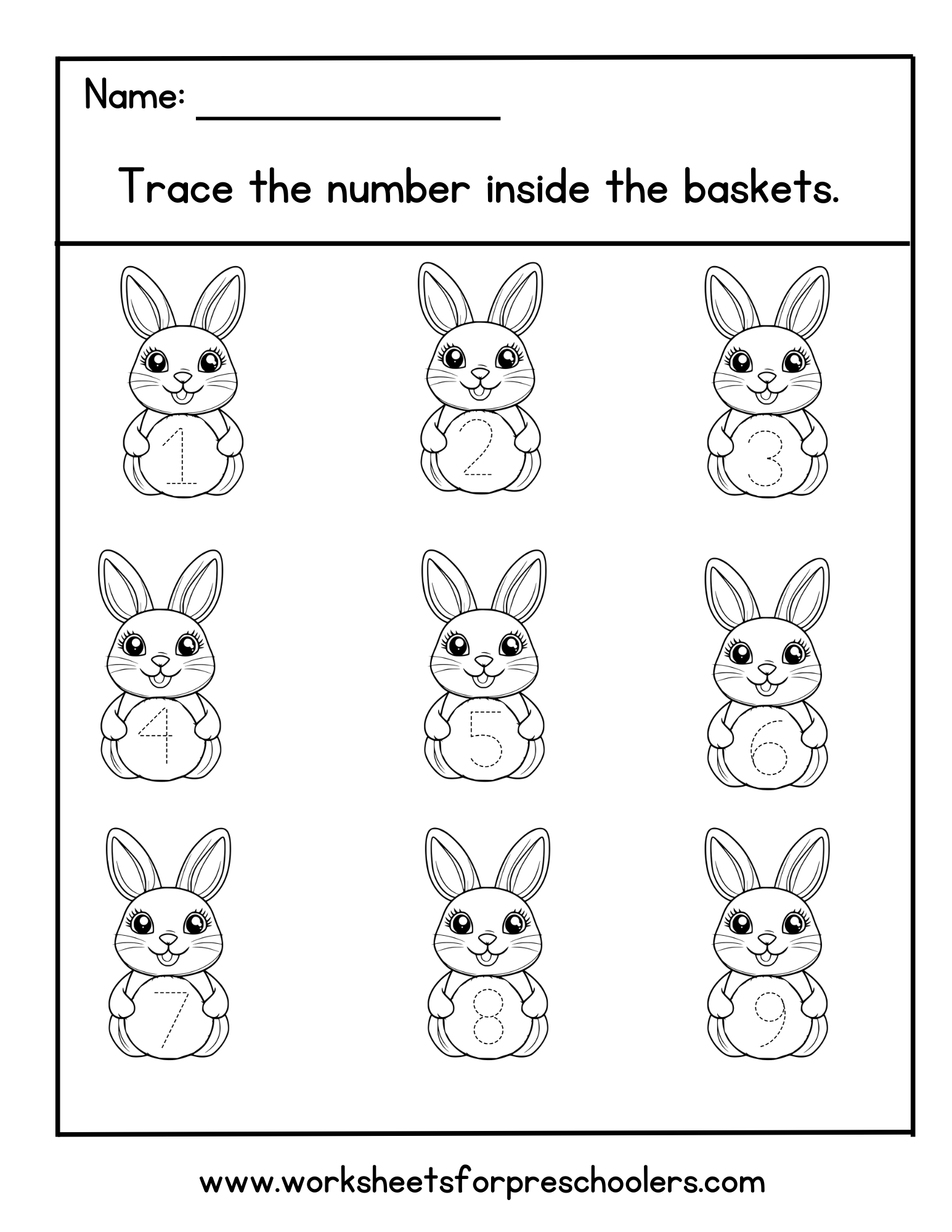Easter Tracing Numbers Worksheet 