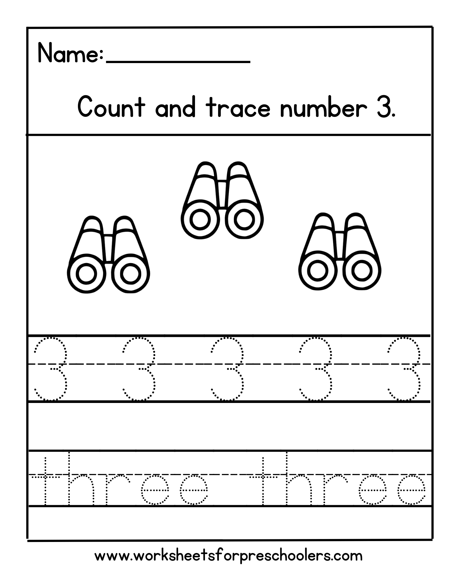 Number 3 Math Worksheet Number 3 Math Worksheet