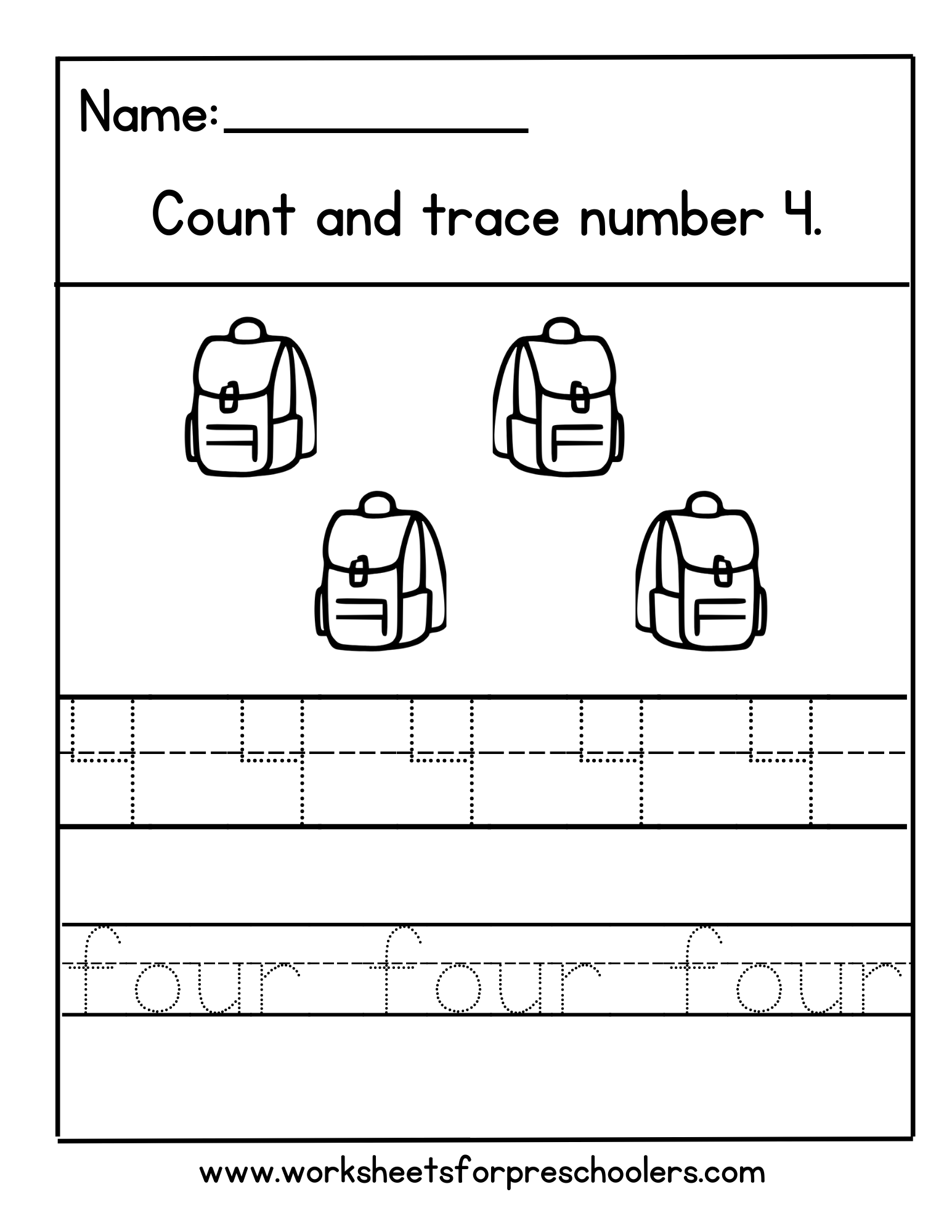 Number 4 Math Worksheet Number 4 Math Worksheet
