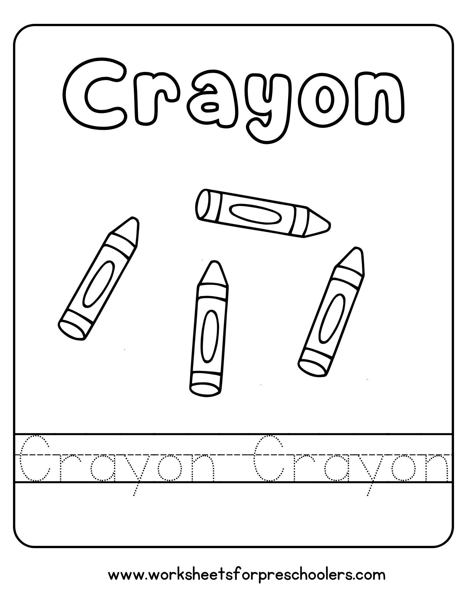 Trace the Word "Crayon" – Preschool Worksheet Trace the Word "Crayon" – Preschool Worksheet