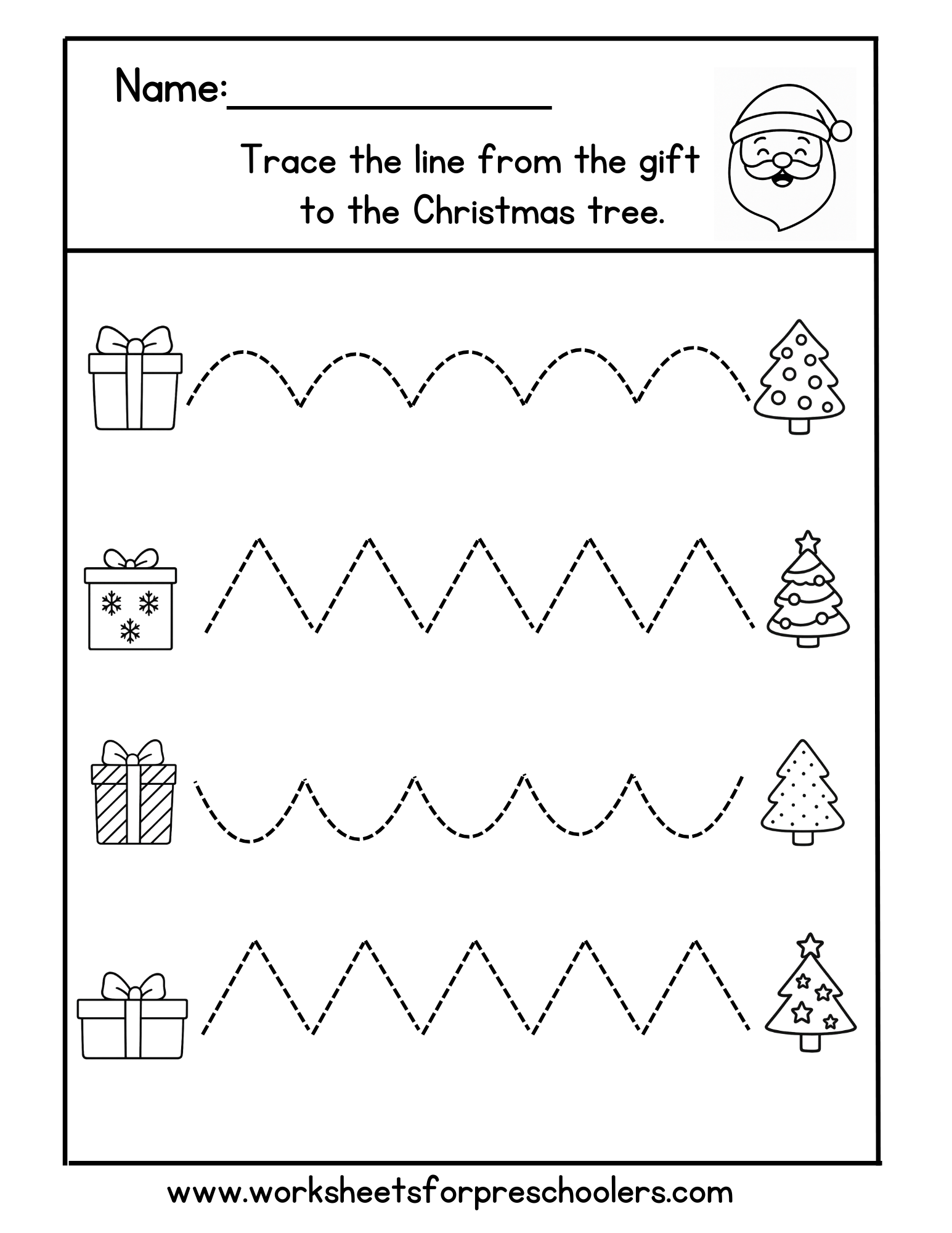 Christmas Pre-Writing Tracing Worksheet