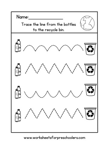 Earth Day Theme Line Tracing Worksheet 