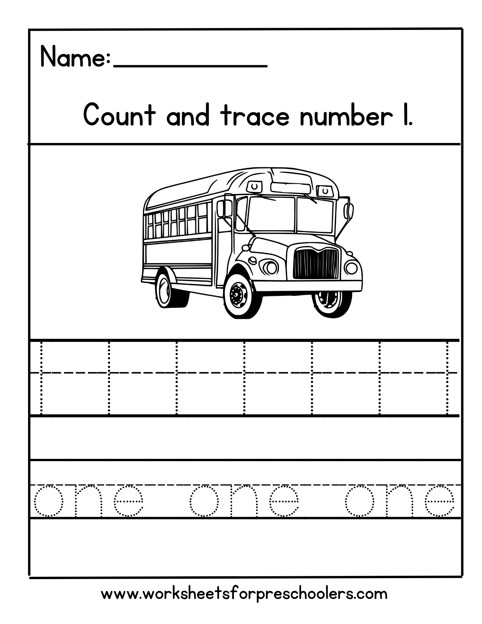 Number 1 Math Worksheet Number 1 Math Worksheet