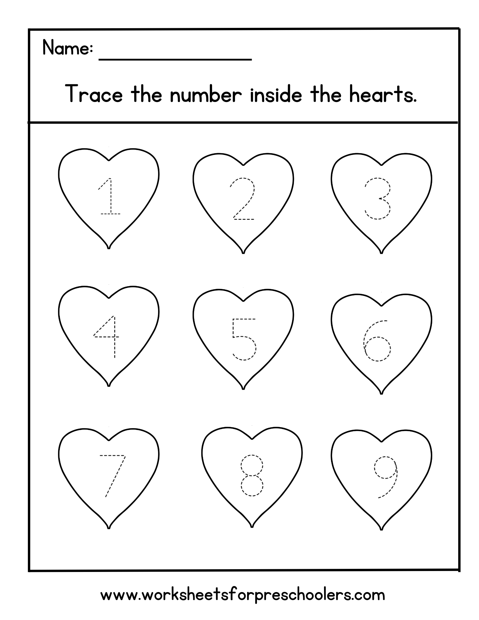 Valentine Hearts Worksheet