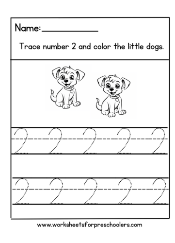 Tracing Number 2 Worksheet