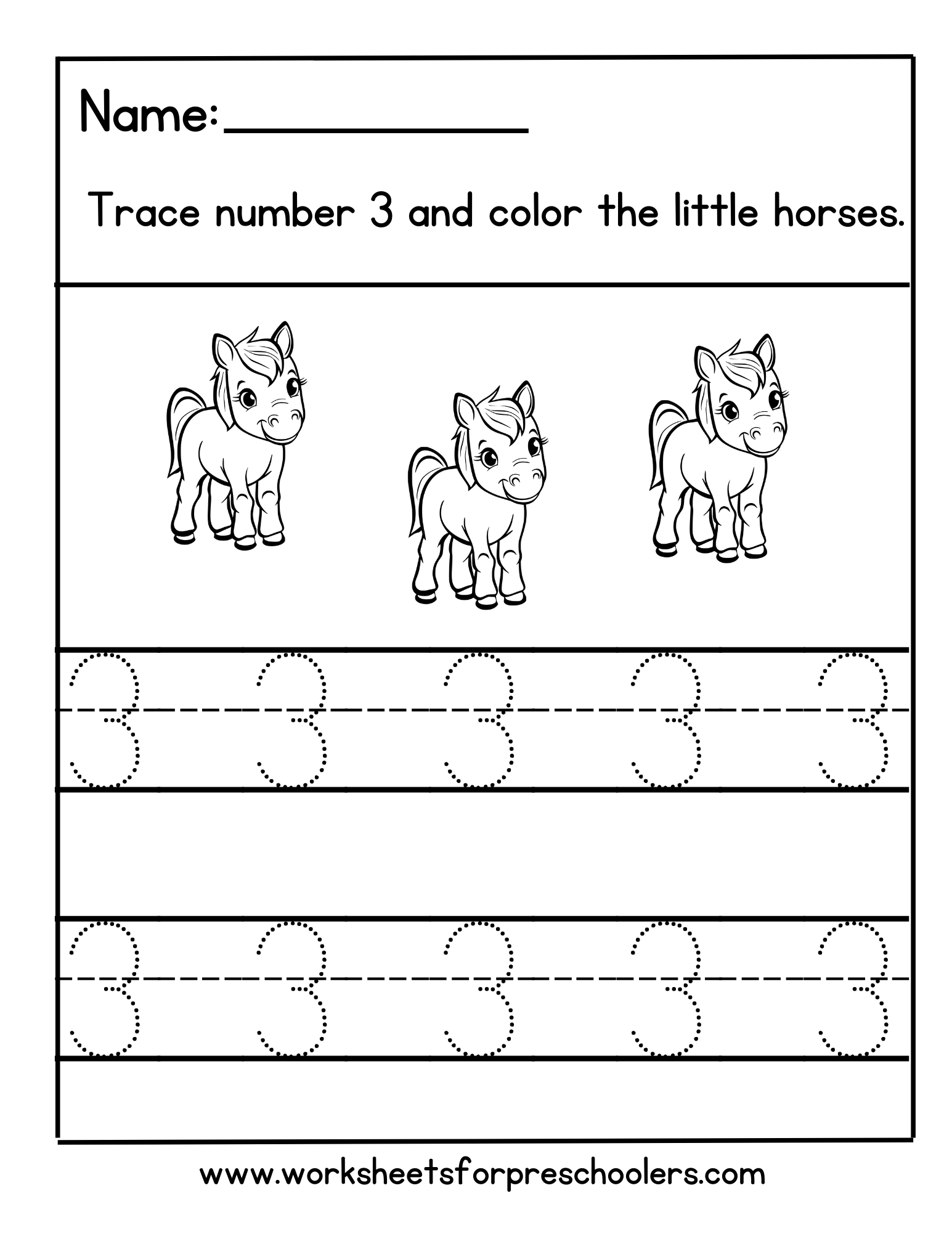 Number 3 Math Worksheet 
