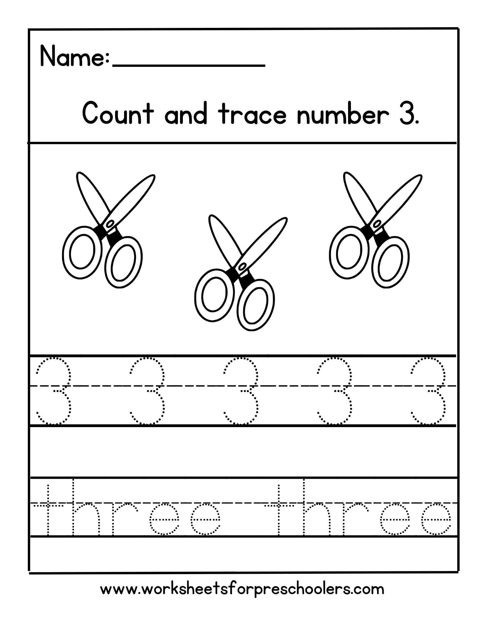 Number 3 Math Worksheet