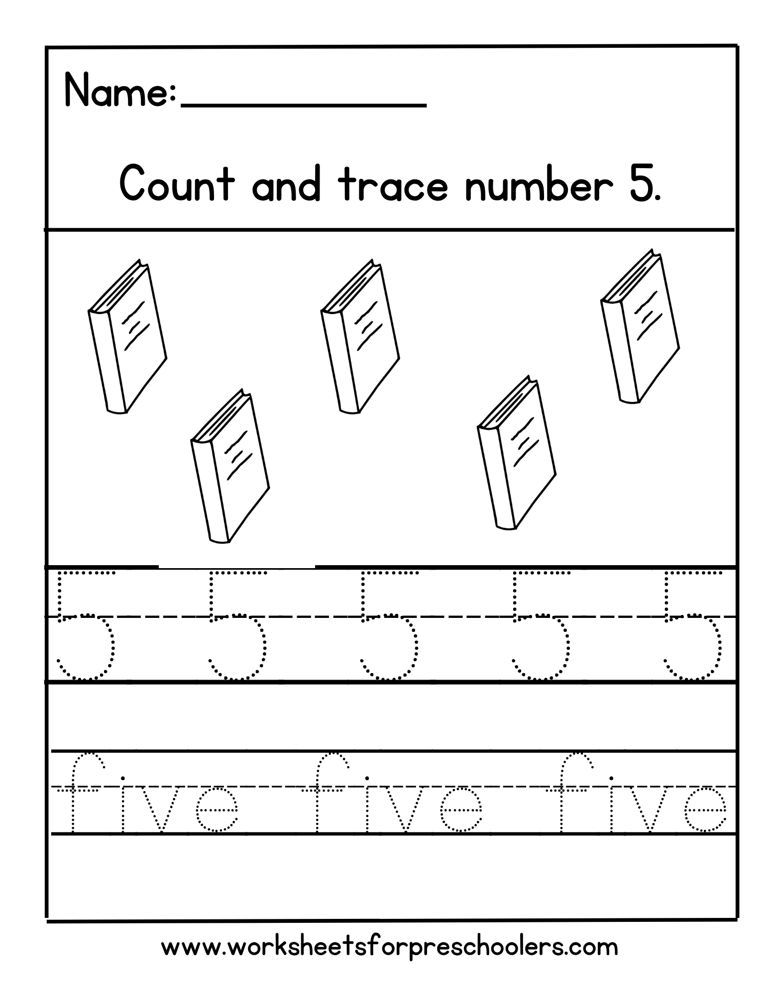 Tracing Number 5 Worksheet Tracing Number 5 Worksheet