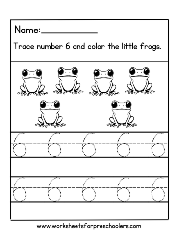 Tracing Number 6 Worksheet