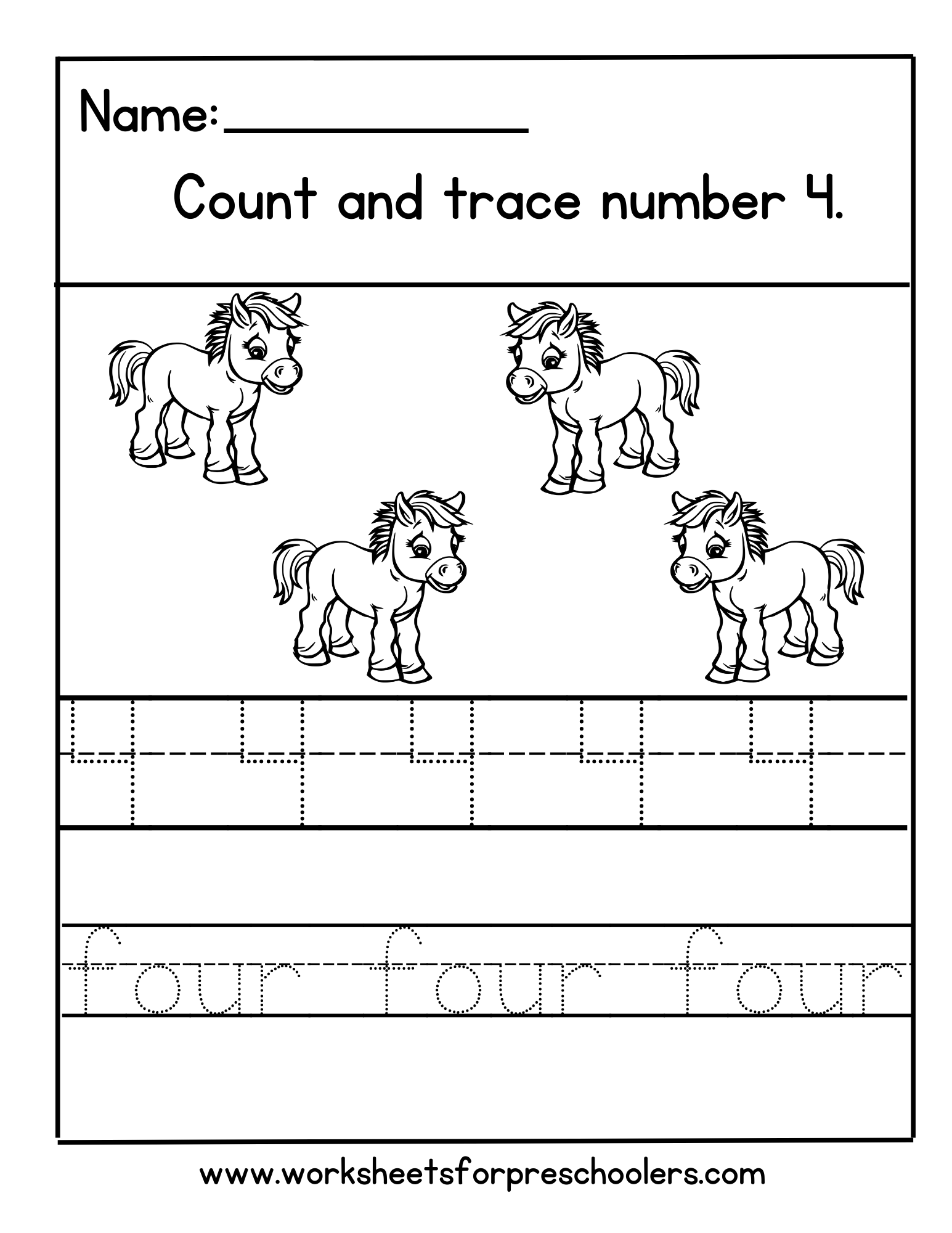 Horse Number 4 Math Worksheet