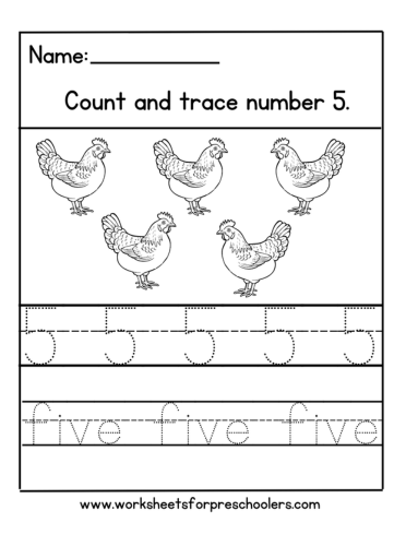 Number 5 Worksheet