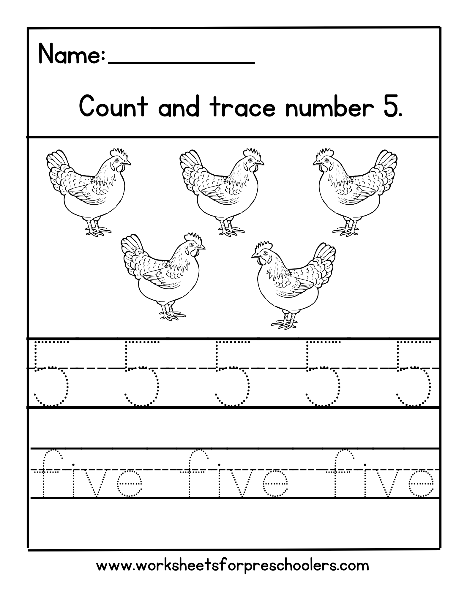 Chicken Number 5 Math Worksheet Chicken Number 5 Math Worksheet