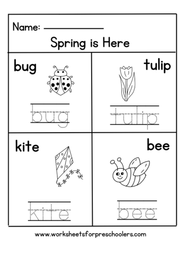 Spring Theme Tracing Word Worksheet