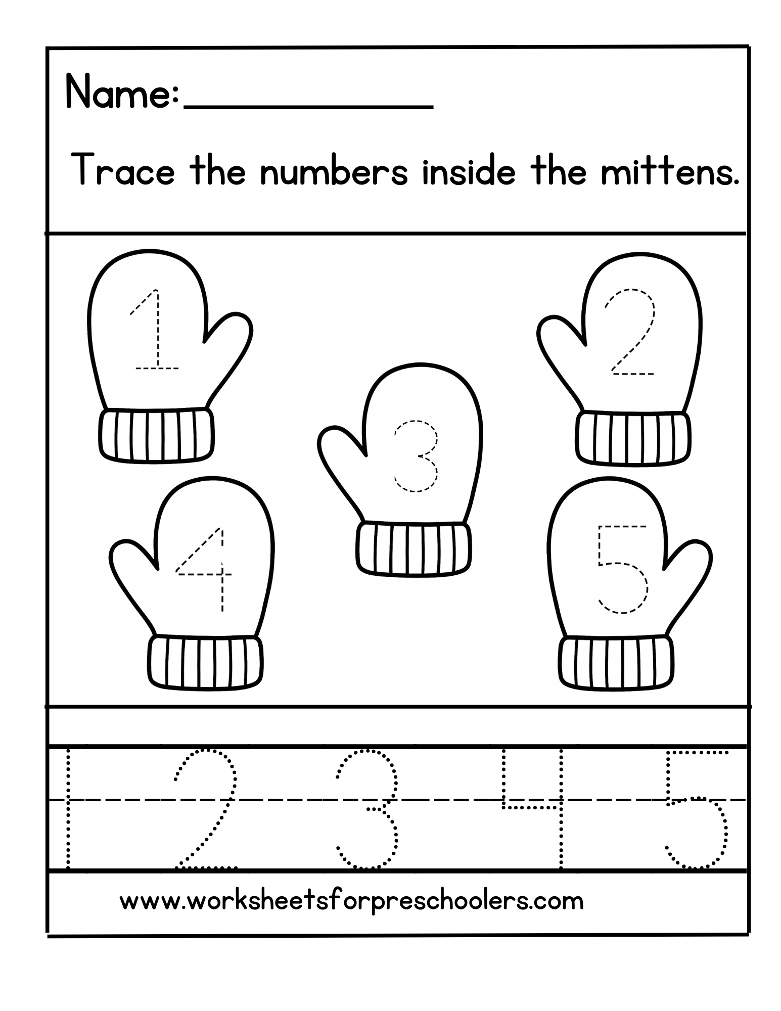 Math Number Tracing Worksheet