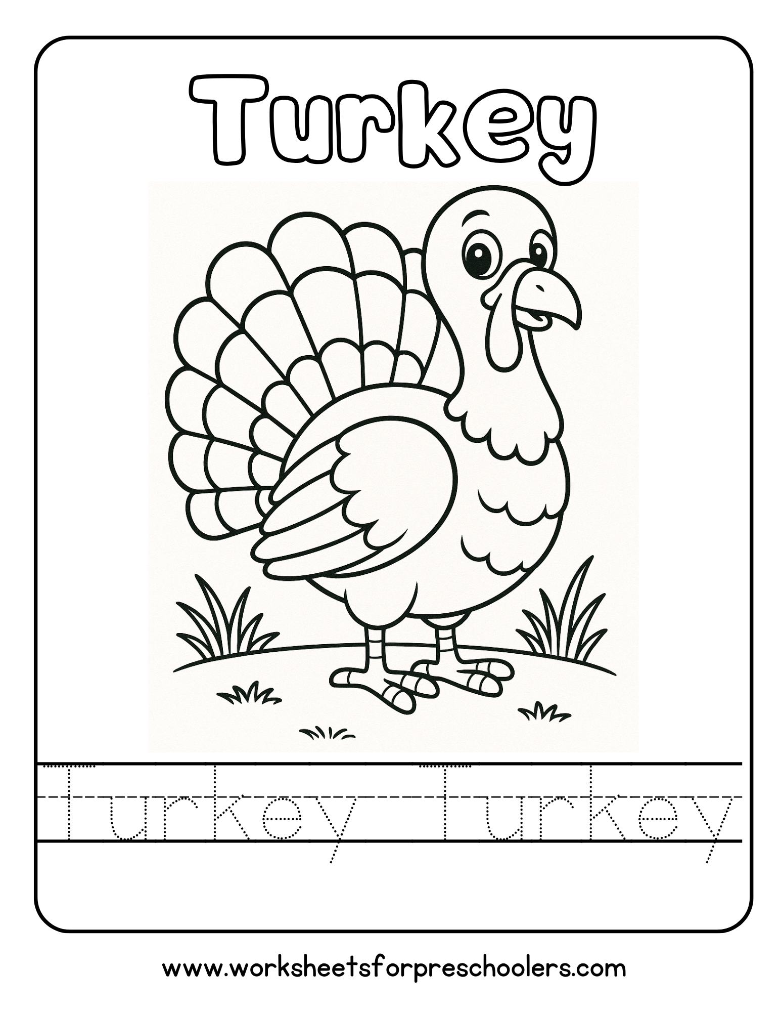Turkey Write and Color Worksheet
