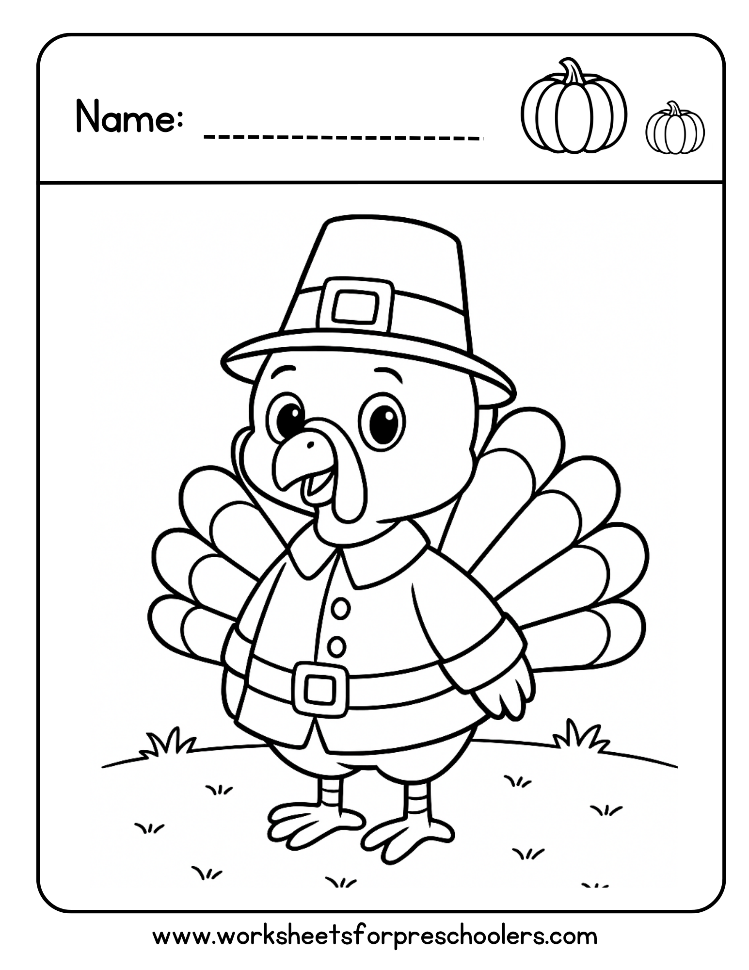 Turkey Pilgrim Coloring Page