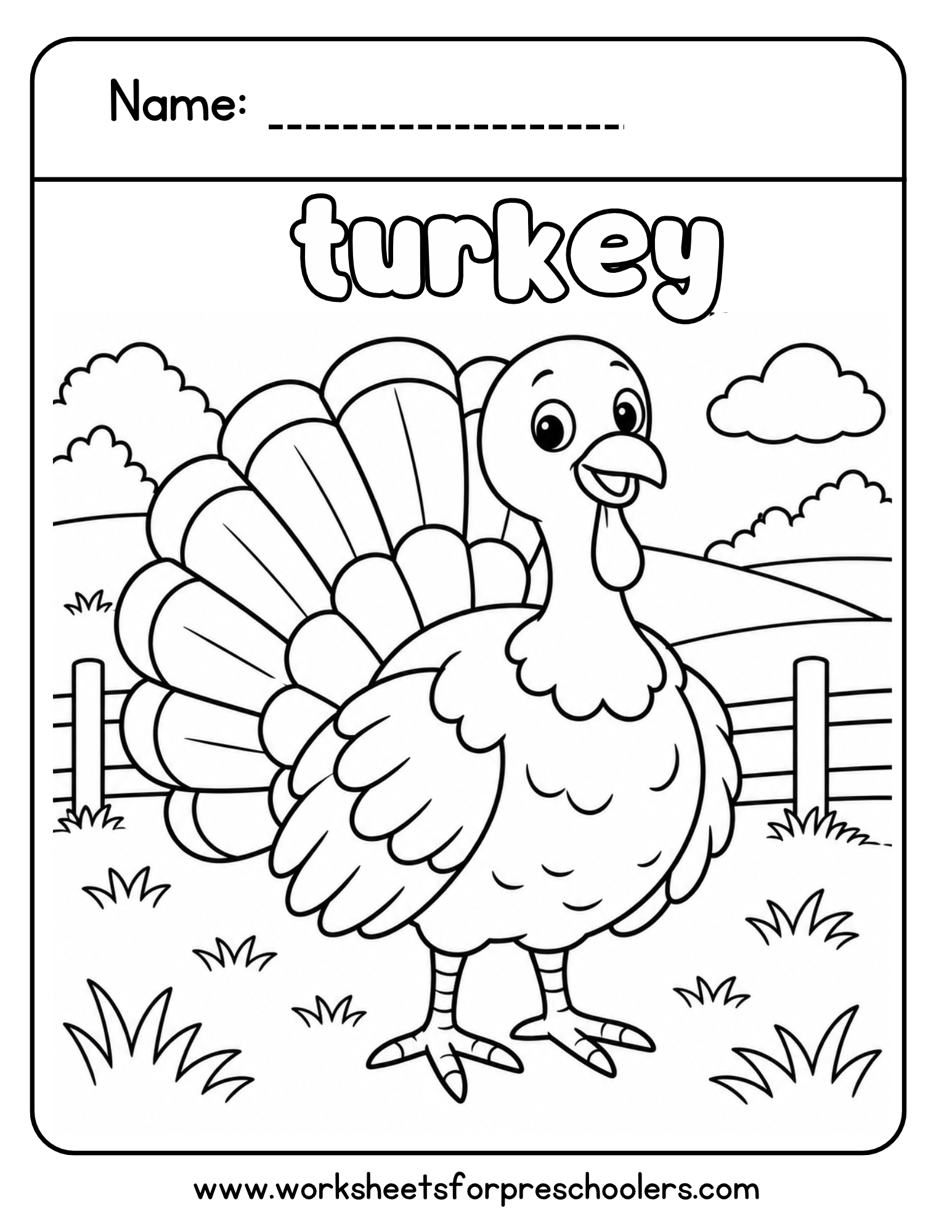 Turkey Coloring Worksheet Turkey Coloring Worksheet