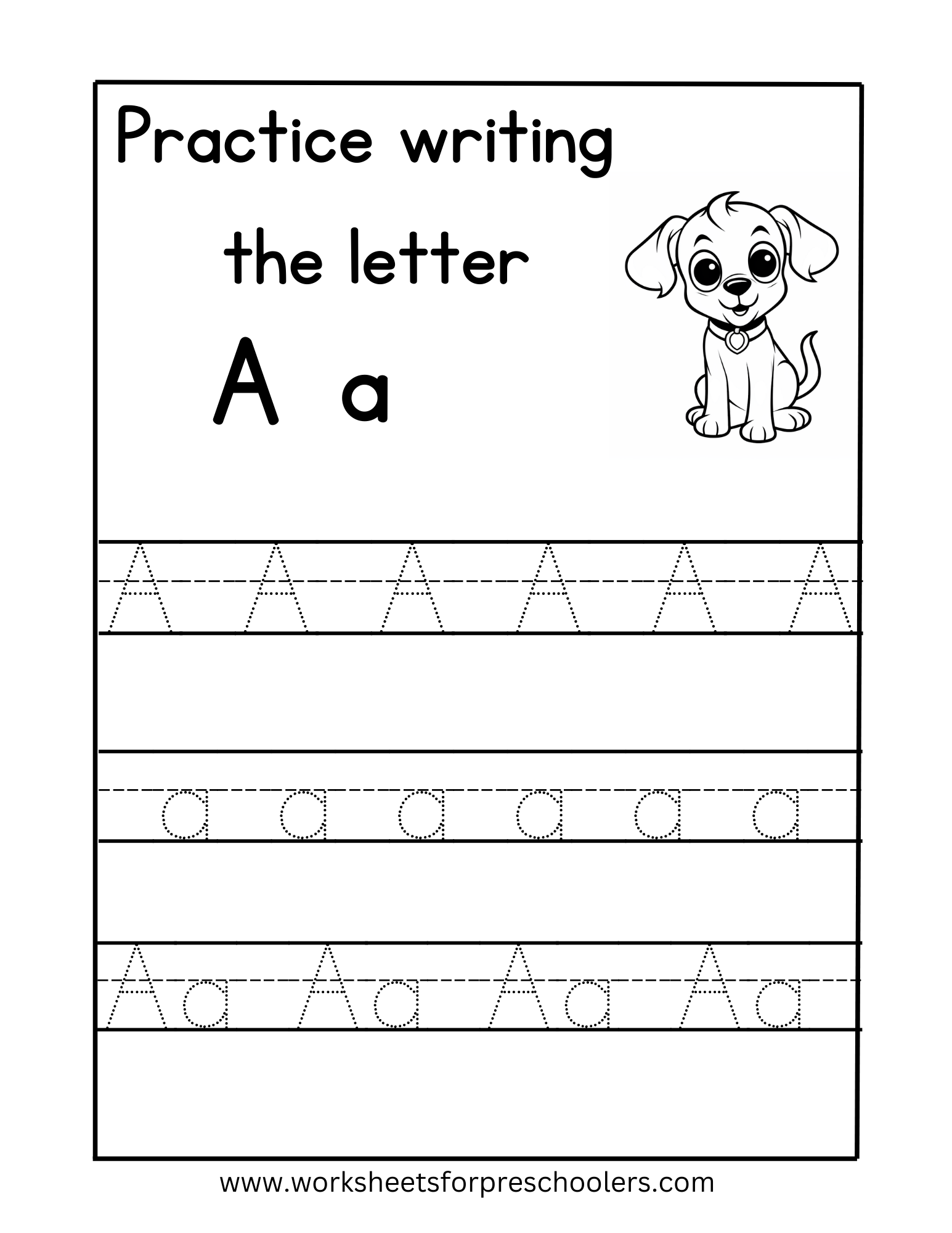 Tracing Uppercase and Lowercase Letter A  Worksheet