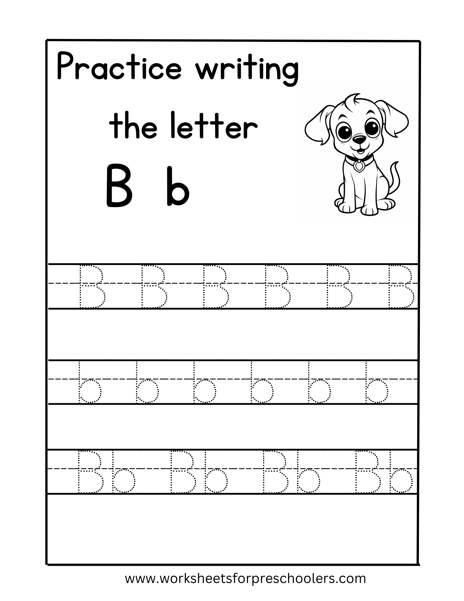 Tracing Uppercase and Lowercase Letter B Worksheet