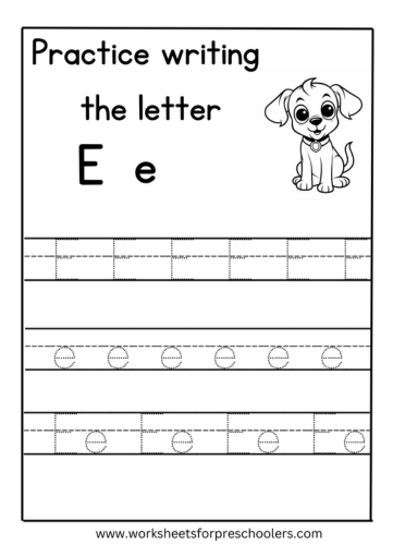 Tracing Uppercase and Lowercase Letter E Worksheet