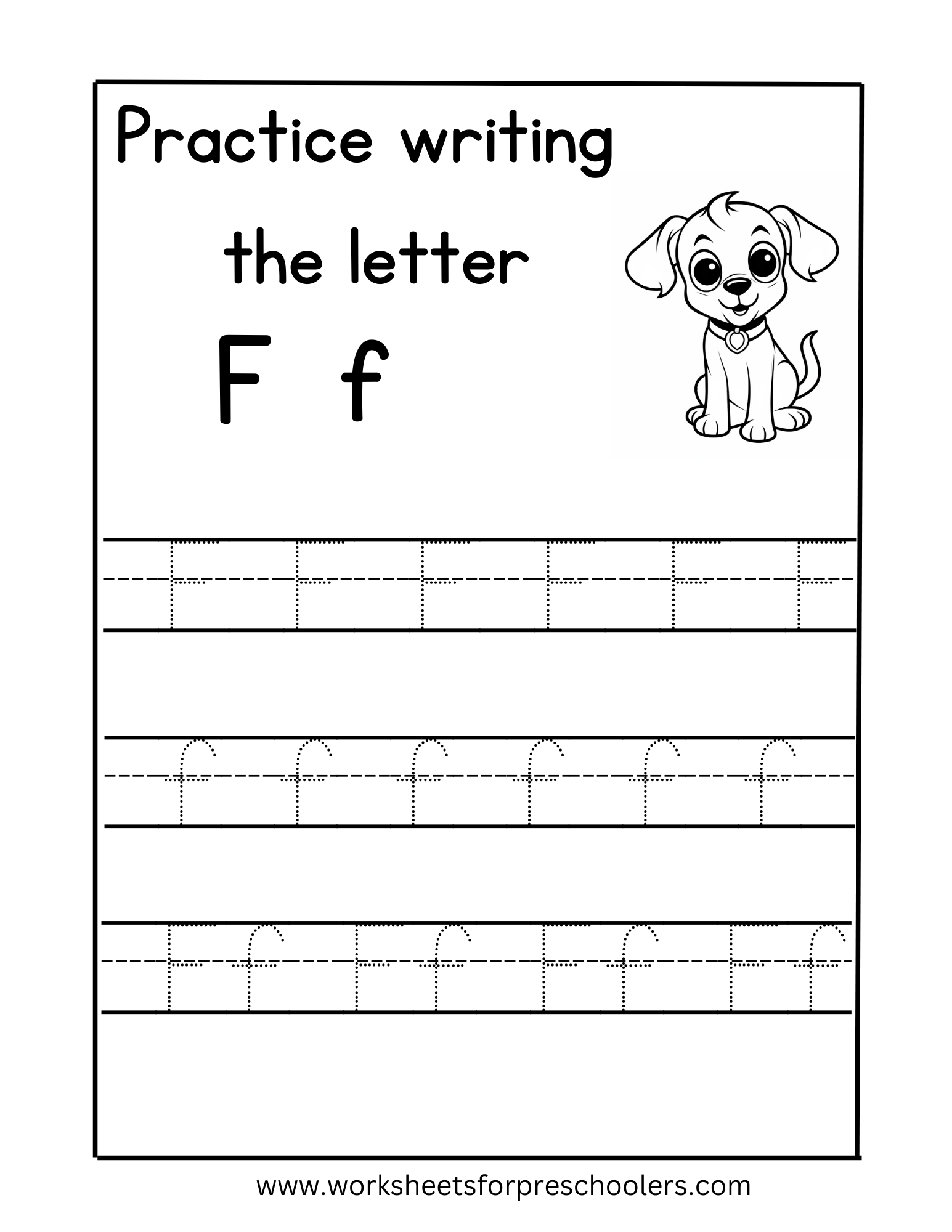 Tracing Uppercase and Lowercase Letter F Worksheet