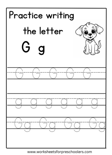 Tracing Uppercase and Lowercase Letter G Worksheet