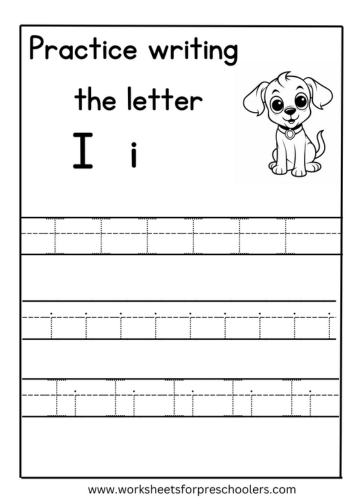 Tracing Uppercase and Lowercase Letter I Worksheet