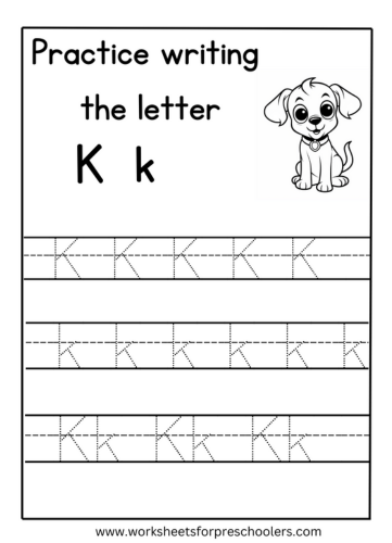 Tracing Uppercase and Lowercase Letter K Worksheet