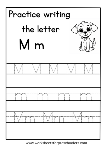 Tracing Uppercase and Lowercase Letter M Worksheet