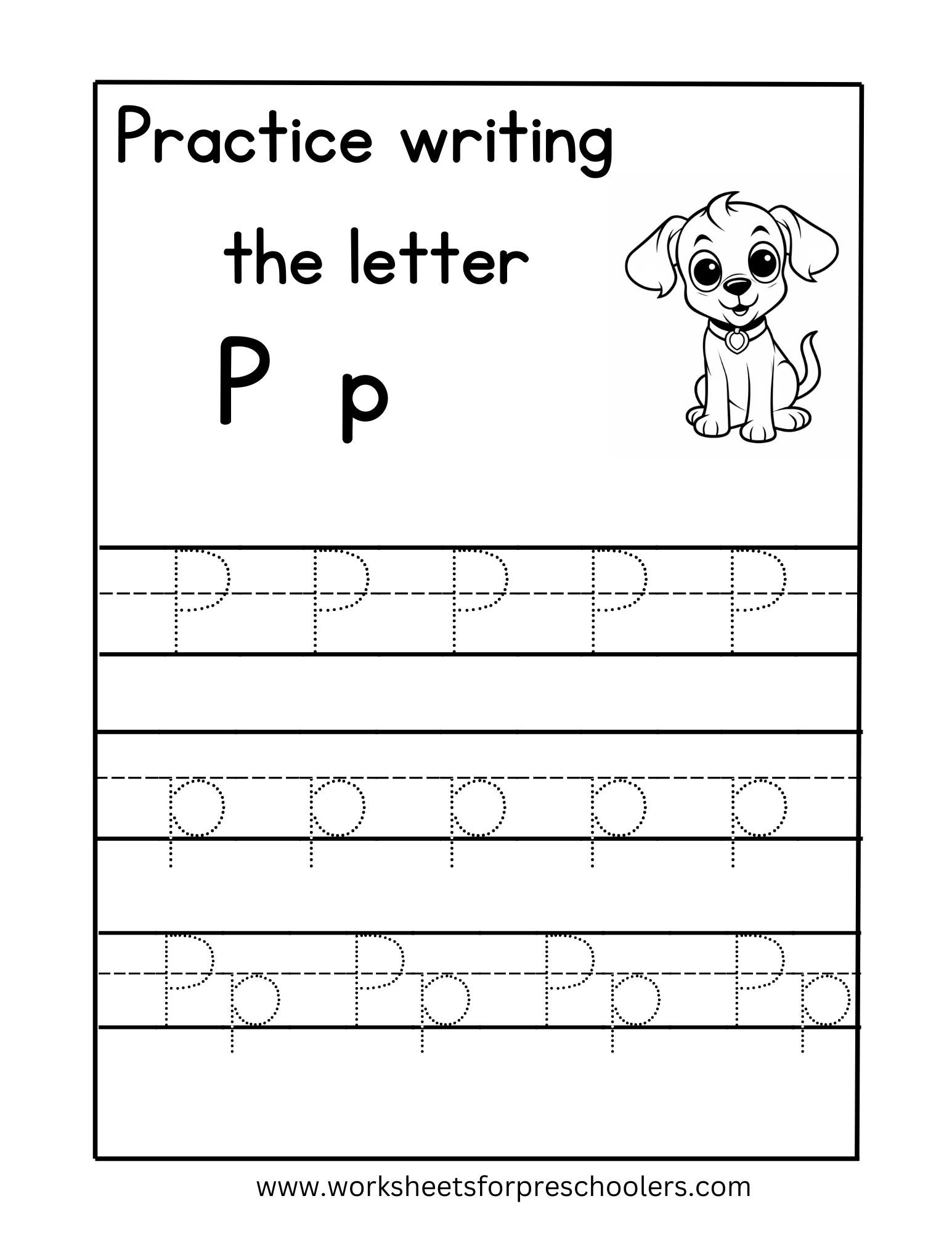Tracing Uppercase and Lowercase Letter P Worksheet