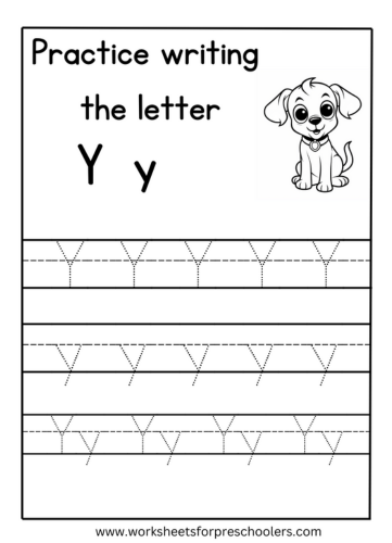 Tracing Uppercase and Lowercase Letter Y Worksheet