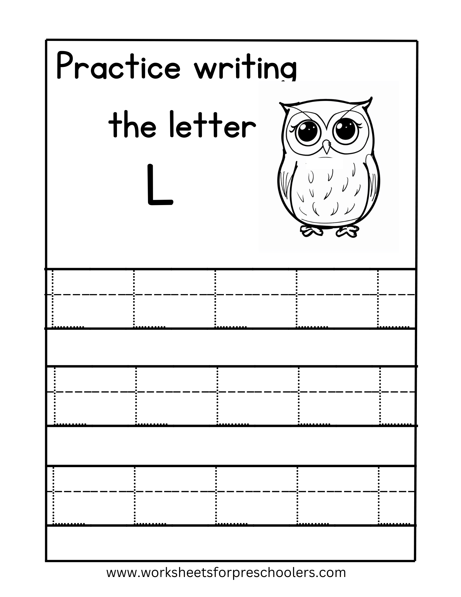 letter L tracing worksheets for preschool