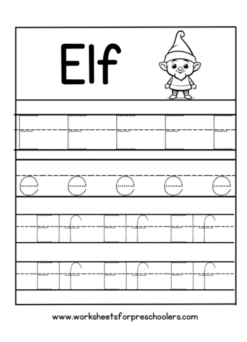 Letter E for Elf Worksheet